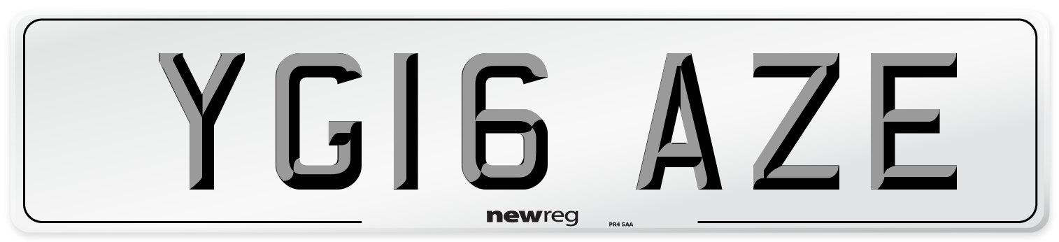 YG16 AZE Number Plate from New Reg